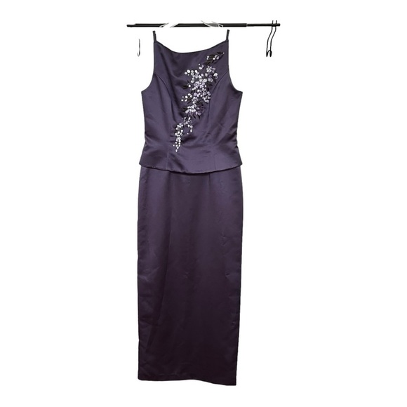 Michaelangelo Sheath Dress Women's Size 4 Embroidered Floral Formal Party Purple - Picture 1 of 4
